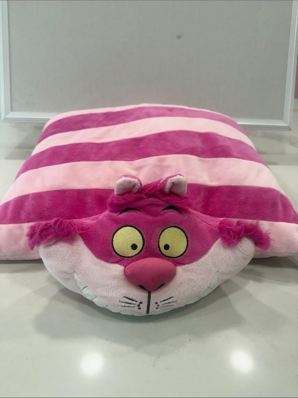 Plush Pink Striped Cheshire Cat Pillow Pet